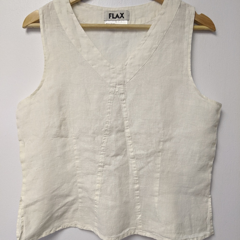 Flax linen v-neck tank top